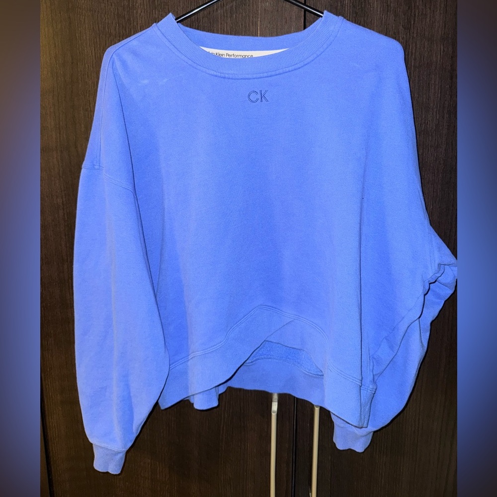 Calvin Klein Women's Blue Cropped Hoodie